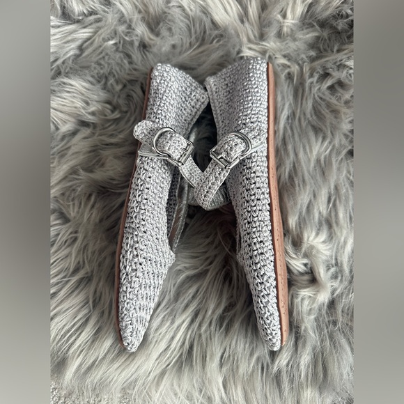 Alaïa crochet ballet flat with a Mary-Jane strap in silver size 37 - US 7 - Picture 3 of 10